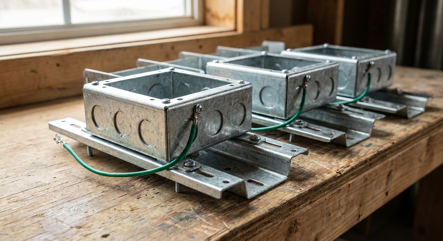 Prefabricated device-ready electrical box assemblies on brackets